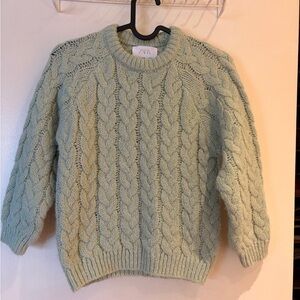Zara kids Soft Cable Knit Sweater - Mint Green